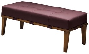 Puff Decorativo 100cm Martínez Veludo Pés Madeira Rosa/Mel G62 - Gran Belo
