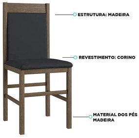 Conjunto 2 Cadeiras Madeira Tecido Corino 600 - Ameixa Negra