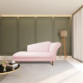 Divã Recife Suede 165 cm Pés Chanfrado Castanho - D'Rossi - Rosa Bebê