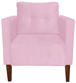 Poltrona Livia Suede Pés Chanfrado Castanho D01 - D'Rossi - Rosa Bebê