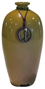 Vaso Garrafa Decorativo em Cerâmica Esmaltada Carolina Haveroth - Vitória Régia Alto Brilho