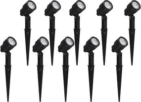 Kit 10 Espetos Abs Preto Fosco LED 6W IP65 360lm