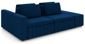 Sofá Ilha com Encosto e Almofadas Móveis Olimpo 245cm Modulado Veludo Azul Marinho G45 - Gran Belo