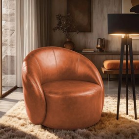 Poltrona Decorativa Orgânica Giratória Lua Sintético PU D03 - D'Rossi - Nozes