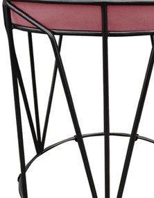 Puff Multiuso com Mesa Babu 2 em 1 Suede Rose Base Preto - D'Rossi