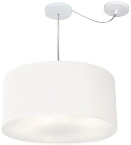 Lustre Pendente Cilíndrico Com Desvio Md-4263 Cúpula em Tecido 55x25cm Branco - Bivolt