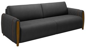 Sofá Decorativo 3 Lugares 223cm Maceió PU Cinza G45 - Gran Belo