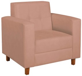 Poltrona Decorativa Denver Suede Rosê - ADJ Decor