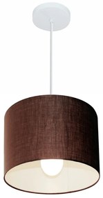 Lustre Pendente Cilíndrico Md-4054 Cúpula em Tecido 30x21cm Café - Bivolt