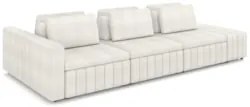 Sofá Ilha e Puff Sala Living 365cm Siesta Z32 Boucle Bege Claro - Mpoz