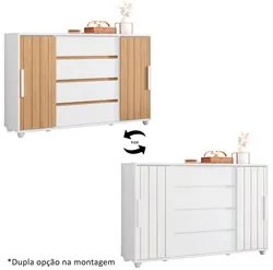 Cômoda Sapateira para Quarto 150cm 2 Portas 4 Gavetas Flex Eve A02 Bra