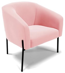Sofá Namoradeira e Poltrona Pé de Ferro Preto Stella Suede D03 - D'Rossi - Rosa Bebê