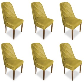 kit com 6 Cadeiras de Jantar Dublin Suede Amarelo