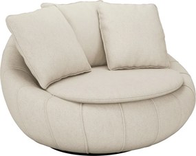 Poltrona Sala de Estar Afrodite com Almofadas Giratória Off White Linho G45 - Gran Belo