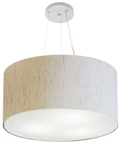 Lustre Pendente Cilíndrico Md-4192 Cúpula em Tecido 55x30cm Linho Bege - Bivolt