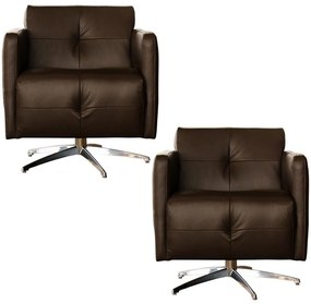 Kit 2 Poltronas Giratória para Sala de Estar Astana Couro Capucino G40 - Gran Belo