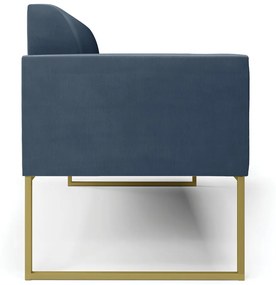 Sofá Namoradeira Base Industrial Dourado Marisa Suede Azul Marinho D03 - D'Rossi