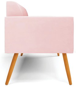 Sofá Namoradeira Pés Palito Castanho Marisa Suede D03 - D'Rossi - Rosa Bebê