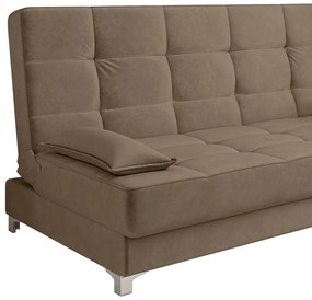 Sofá Cama Equador 193 cm Encosto Reclinável Veludo Cappucino Pés Plástico Cromado - D'Rossi