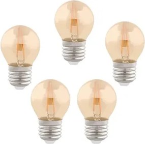 Kit 5 Lâmpadas Bolinha Filamento E-27 2W 127/220V 2400K