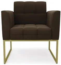 Poltrona Base Industrial Dourado Kit 2 Ana Suede Marrom - Ibiza