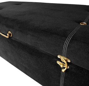 Cabeceira com Calçadeira Baú Solteiro 90cm Caribe Suede Preto - Sheep Estofados - Preto