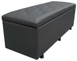 Calçadeira Baú Solteiro 90cm Estofada Liz S05 Sintético Preto - Mpozen