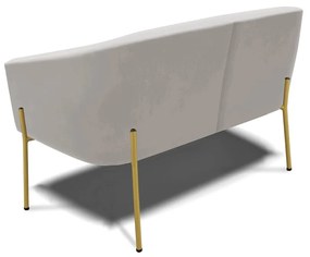 Sofá 2 Lugares Namoradeira Pé de Ferro Dourado Stella Veludo D03 - D'Rossi - Cinza