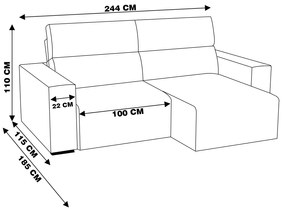 Sofá Retrátil 244cm Nero Couro Marrom - Gran Belo