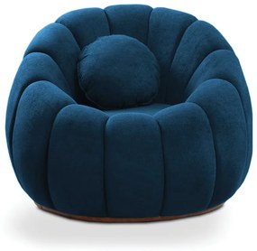 Poltrona Decorativa Orgânica Giratória Cloud Bouclê E03 - D'Rossi - Azul Marinho