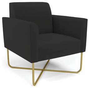 Poltrona Base X Industrial Dourado Marisa Veludo D03 - D'Rossi - Preto