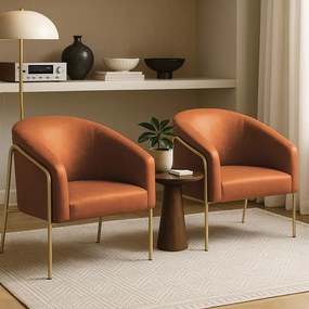 Poltrona Sala Industrial Alta Dourado Kit 2 Stella Sintético PU D03 - D'Rossi - Nozes