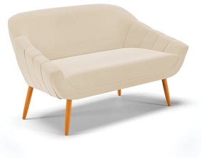 Kit 01 Namoradeira 02 Lugares e 02 Poltronas Giratória Giovana Suede Bege Base Madeira MA30 - D'Rossi