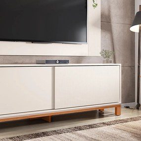 Painel TV 65 Pol 180cm com Rack Bancada para Sala Visari C01 - D'Rossi - Off White/Freijó