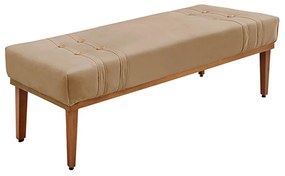 Recamier Decorativo 90cm Kors Suede Pés de Madeira Bege G63 - Gran Belo