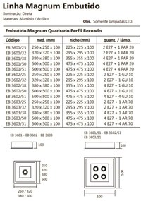 Luminária De Embutir Magnum Quadrado 32X32X10Cm 2L E27 + 01 Par20 | Us... (FN-F - Fendi Fosco)