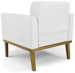 Poltrona Base Madeira Castanho Kit 2 Ana Sintético Branco - Ibiza