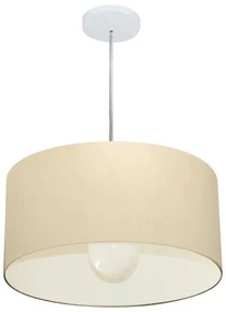 Lustre Pendente Cilíndrico Md-4203 Cúpula em Tecido 45x21cm Algodão Crú - Bivolt