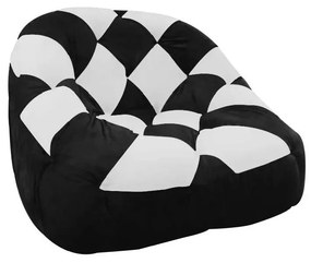 Poltrona Redonda Tipo Puff Dama Suede Preto e Branco C05 - D'Rossi