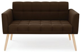 Sofá Namoradeira Elisa Suede Pés Palito Natural - D'Rossi - Marrom