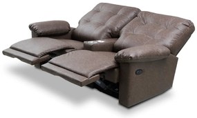 Poltrona Sala de Cinema Reclinável Retrátil Elétrica 193cm com Porta Copos USB Visalia Couro Tabaco Manchado G93 - Gran Belo