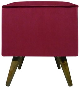 Puff Quadrado Modena Sigma em Suede com Pés Palito Inclinado - Vinho