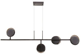 Pendente Eclipse Linear Assimetrico 120X10X35Cm Discos Metal Aluminio... (ROSE FOSCO / COBRE BRILHO, 110V)
