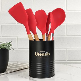 Espátula de Silicone com Cabo de Madeira - Vermelho