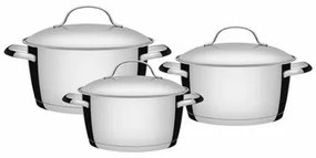 Jogo de Panelas Tramontina Allegra em Aço Inox com Fundo Triplo e Tampas de Inox 3 Peças