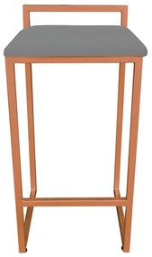 Conjunto 02 Banqueta Alta Industrial Pietra Suede Grafite Base Cobre D'Rossi