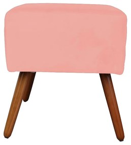 Puff Decorativo Quadrado Malu com Pés Palito Suede Rosê