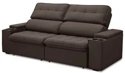 Sofá Retrátil Reclinável 3 Lugares 230cm Ginevra F05 Veludo Marrom - M