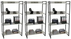 Kit 3 Estantes Livreiro Prisma Estilo Industrial 80cm 4 Prateleiras C0