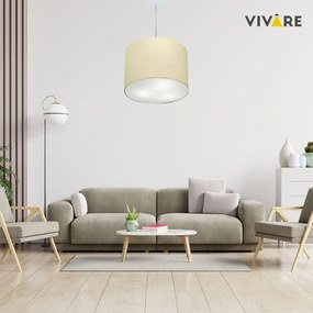 Lustre Pendente Cilíndrico Md-4211 Cúpula em Tecido 35x25cm Algodão Crú - Bivolt